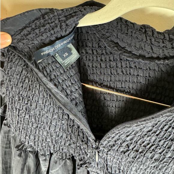 French Connection Women’s Blue Boza Smock Neck Regency Whimsygoth Witchy Top XS - Picture 6 of 10